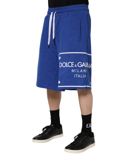 Dolce & Gabbana Blue Logo Cotton Bermuda Sweatshorts Shorts