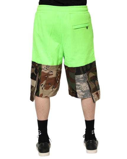 Dolce & Gabbana Green Patchwork Cargo Bermuda Men Shorts