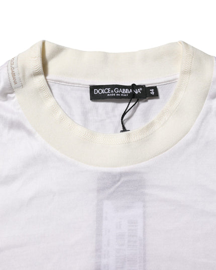 Dolce & Gabbana White Silk Crew Neck Long Sleeves T-shirt