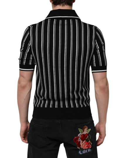 Dolce & Gabbana Black White Stripes Collared Polo T-shirt