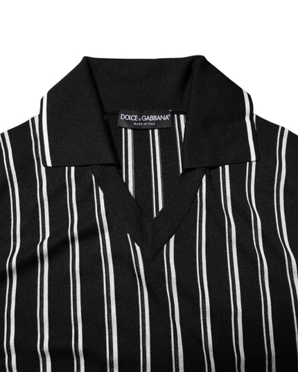 Dolce & Gabbana Black White Stripes Collared Polo T-shirt
