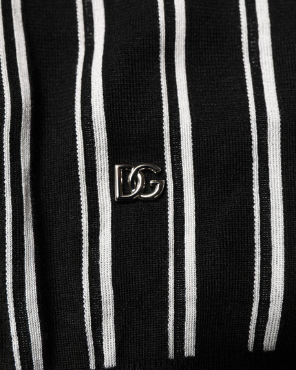 Dolce & Gabbana Black White Stripes Collared Polo T-shirt