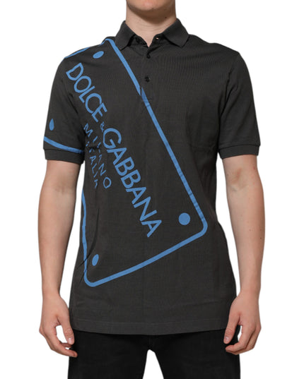 Dolce & Gabbana Dark Gray Short Sleeve Collared Polo T-shirt