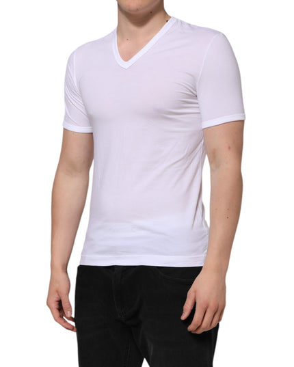 Dolce & Gabbana White Short Sleeves V-neck Underwear T-shirt
