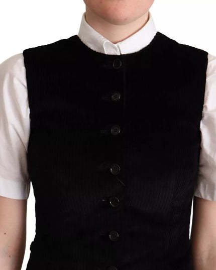 Dolce & Gabbana Black Brown Leopard Print Waistcoat Vest