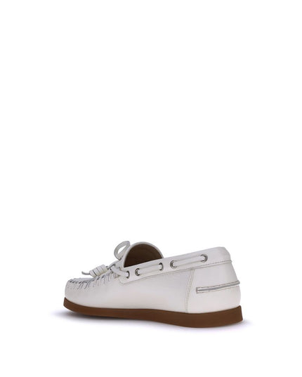 Valentino Garavani White Calf Leather Bos Taurus Slip-On Loafers
