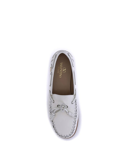 Valentino Garavani White Calf Leather Bos Taurus Slip-On Loafers