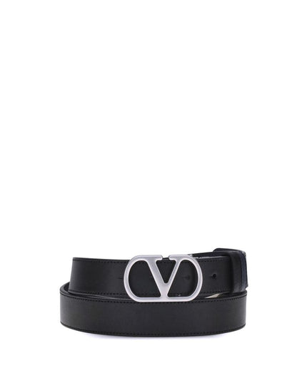 Valentino Garavani Black Calf Leather Bos Taurus Regular Belt