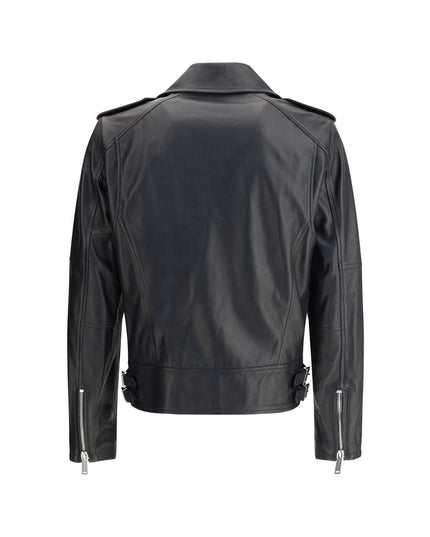 Dsquared² Black Calf Leather Bos Taurus Biker Jacket