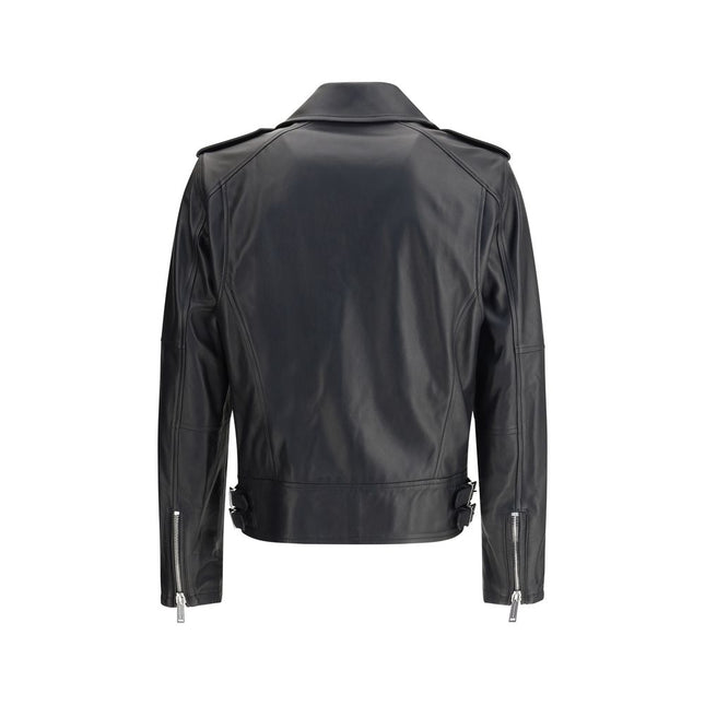 Dsquared² Black Calf Leather Bos Taurus Biker Jacket