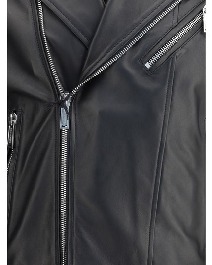 Dsquared² Black Calf Leather Bos Taurus Biker Jacket