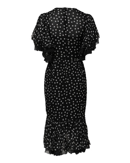 Dolce & Gabbana Black White Lace Polka Dot Chiffon Dress