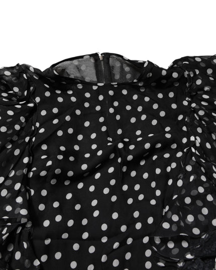 Dolce & Gabbana Black White Lace Polka Dot Chiffon Dress