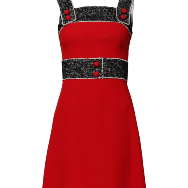 Dolce & Gabbana Red Wool Sleeveless A-line Flared Mini Dress