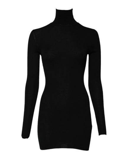 Dolce & Gabbana Black Long Sleeves Turtle Neck Mini Dress