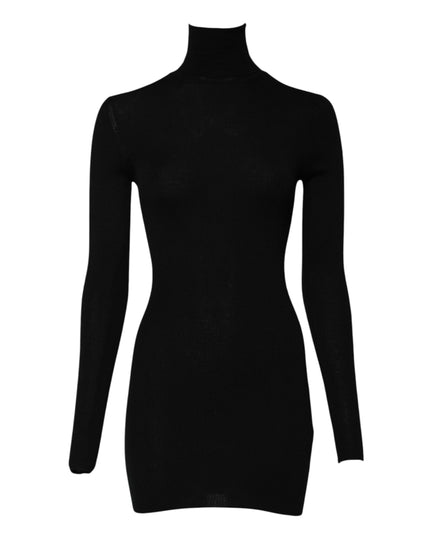 Dolce & Gabbana Black Long Sleeves Turtle Neck Mini Dress