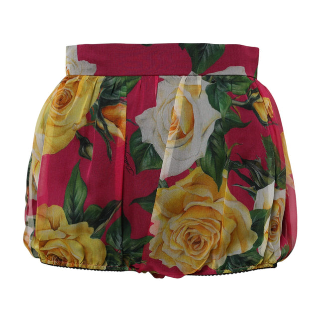 Dolce & Gabbana Red Floral High Waist Women Hot Pants Shorts
