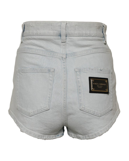Dolce & Gabbana Light Blue Washed Denim Cotton Hot Pants Shorts