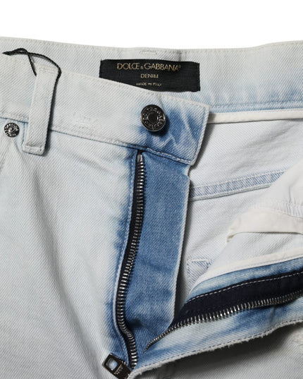 Dolce & Gabbana Light Blue Washed Denim Cotton Hot Pants Shorts