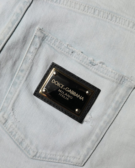 Dolce & Gabbana Light Blue Washed Denim Cotton Hot Pants Shorts