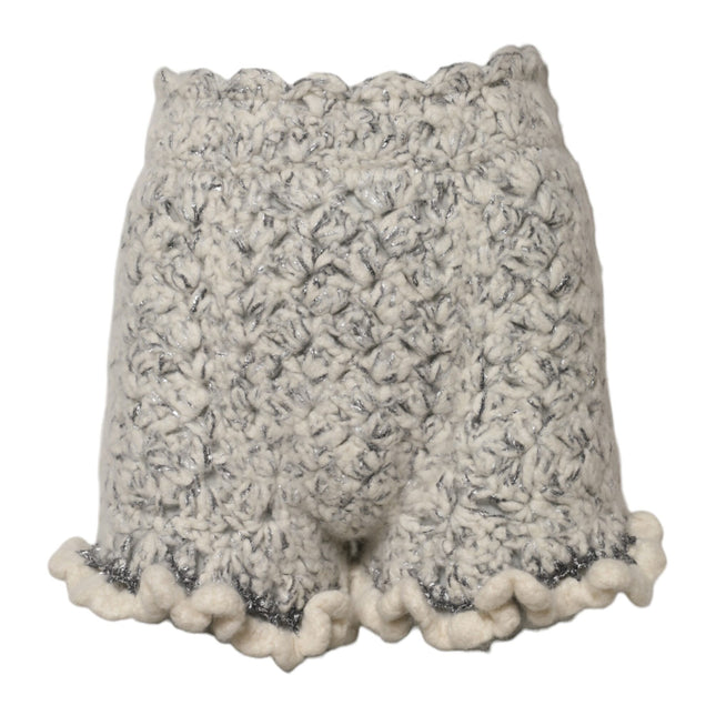 Dolce & Gabbana Metallic Bouclé Knit Cashmere Ruffled Shorts