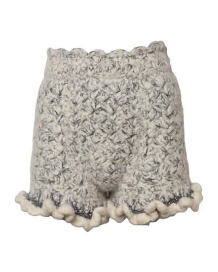 Dolce & Gabbana Metallic Bouclé Knit Cashmere Ruffled Shorts