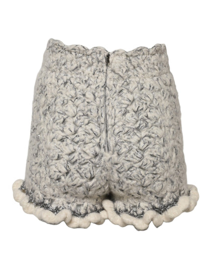 Dolce & Gabbana Metallic Bouclé Knit Cashmere Ruffled Shorts