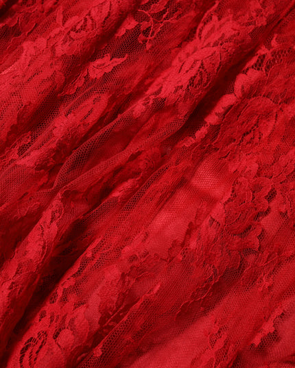 Dolce & Gabbana Red Cotton Floral Lace A-line Long Maxi Skirt