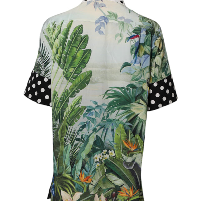 Dolce & Gabbana Multicolor Printed Silk Collared Shirt Top