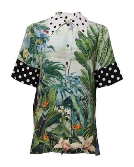 Dolce & Gabbana Multicolor Printed Silk Collared Shirt Top