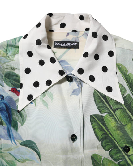 Dolce & Gabbana Multicolor Printed Silk Collared Shirt Top