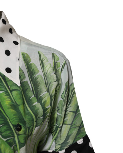 Dolce & Gabbana Multicolor Printed Silk Collared Shirt Top