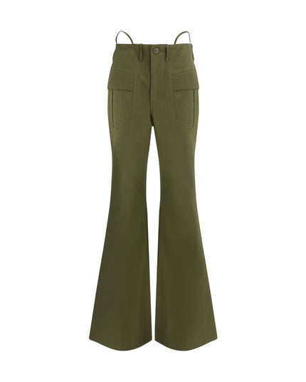R13 Green Cotton Flared Pants