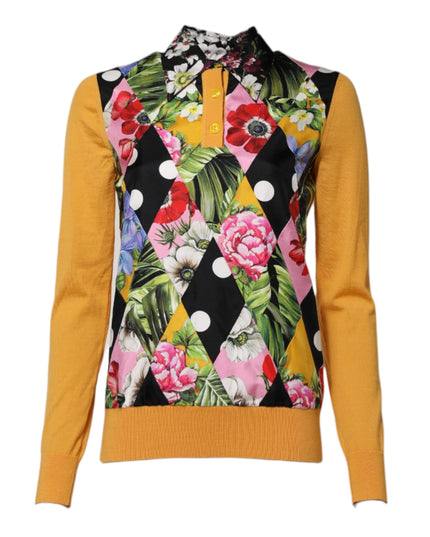 Dolce & Gabbana Multicolor Floral Long Sleeves Polo Top