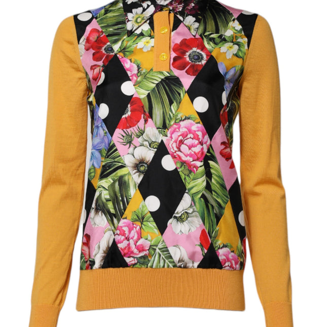 Dolce & Gabbana Multicolor Floral Long Sleeves Polo Top