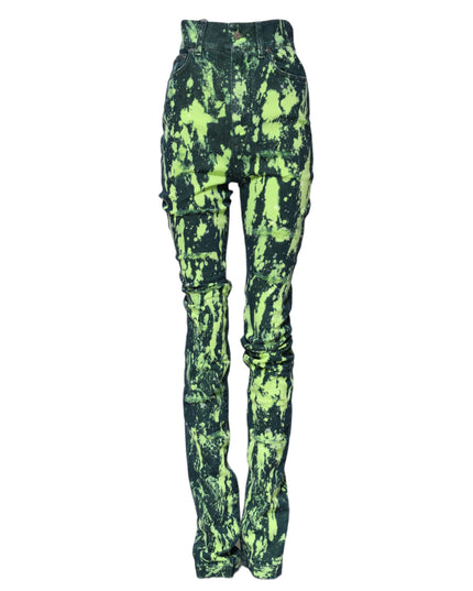 Dolce & Gabbana Green Color Splash High Waist Denim Jeans