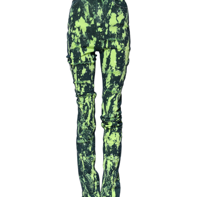 Dolce & Gabbana Green Color Splash High Waist Denim Jeans