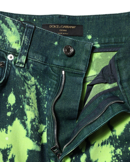 Dolce & Gabbana Green Color Splash High Waist Denim Jeans