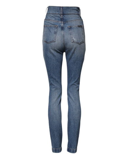 Dolce & Gabbana Blue Washed Skinny High Waist Denim Jeans