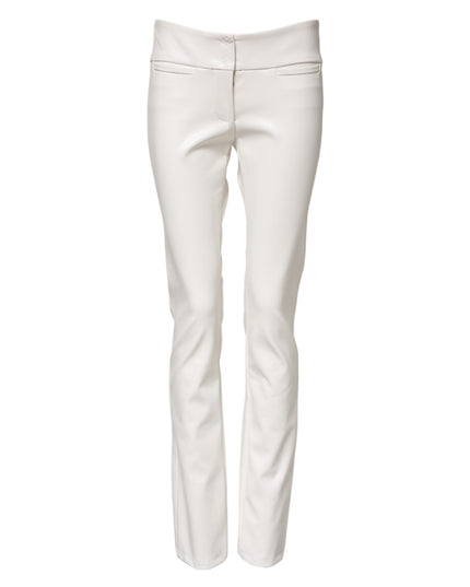 Dolce & Gabbana White Polyurethane High Waist Tapered Pants