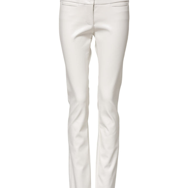 Dolce & Gabbana White Polyurethane High Waist Tapered Pants