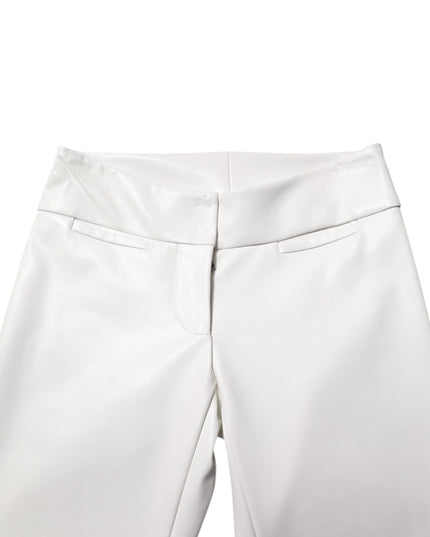 Dolce & Gabbana White Polyurethane High Waist Tapered Pants
