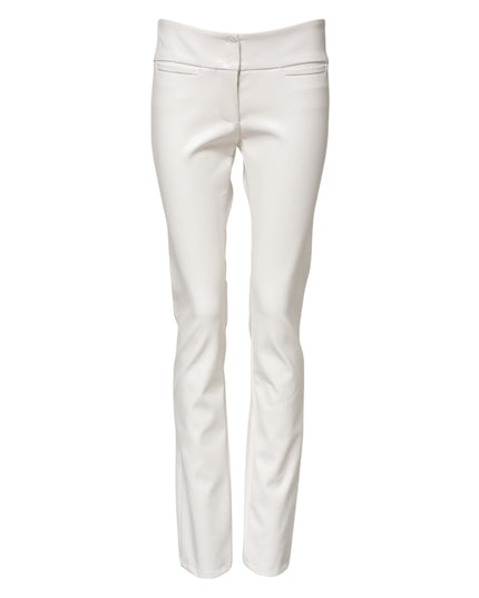 Dolce & Gabbana White Polyurethane High Waist Tapered Pants