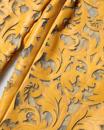 Dolce & Gabbana Yellow Floral Lace Mid Waist Capri Pants