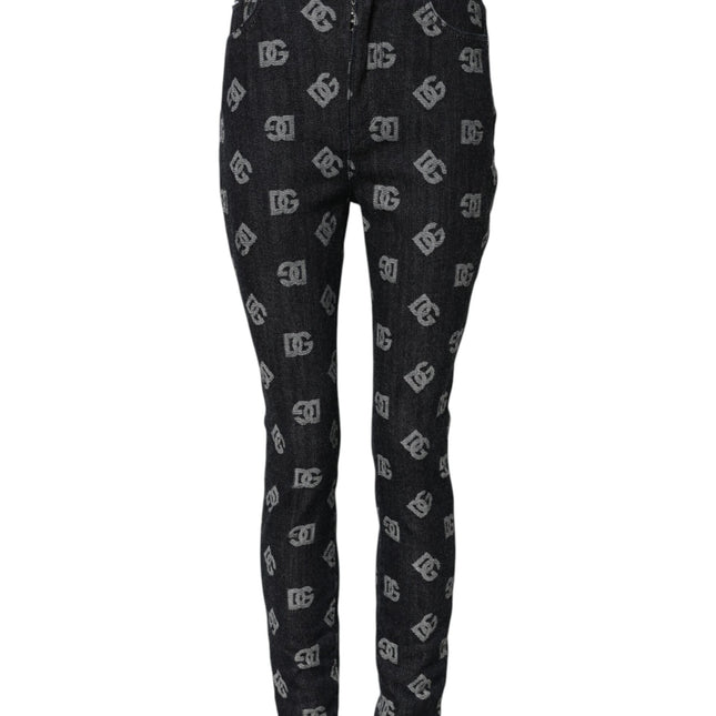 Dolce & Gabbana Black DG Logo High Waist Skinny Denim Jeans