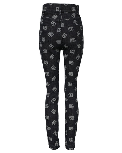 Dolce & Gabbana Black DG Logo High Waist Skinny Denim Jeans