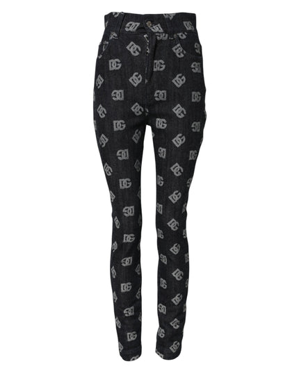 Dolce & Gabbana Black DG Logo High Waist Skinny Denim Jeans