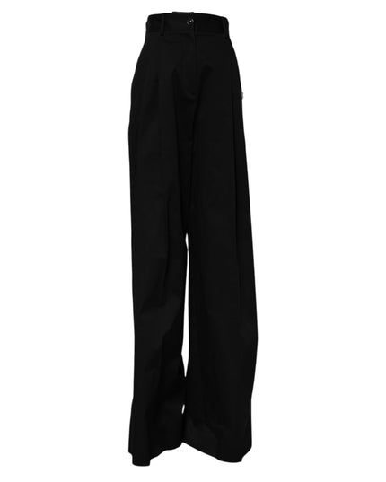 Dolce & Gabbana Black Cotton HighWaist Wide Leg Pants