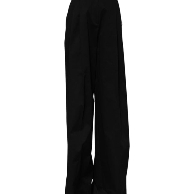 Dolce & Gabbana Black Cotton HighWaist Wide Leg Pants