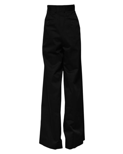 Dolce & Gabbana Black Cotton HighWaist Wide Leg Pants